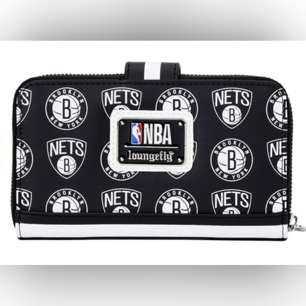 Loungefly NBA Brooklyn Nets Logo Zip Around Wallet NWT